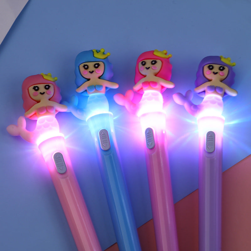 Wholesale decorative luminous smooth writing needle tube learning office writing neutral pen